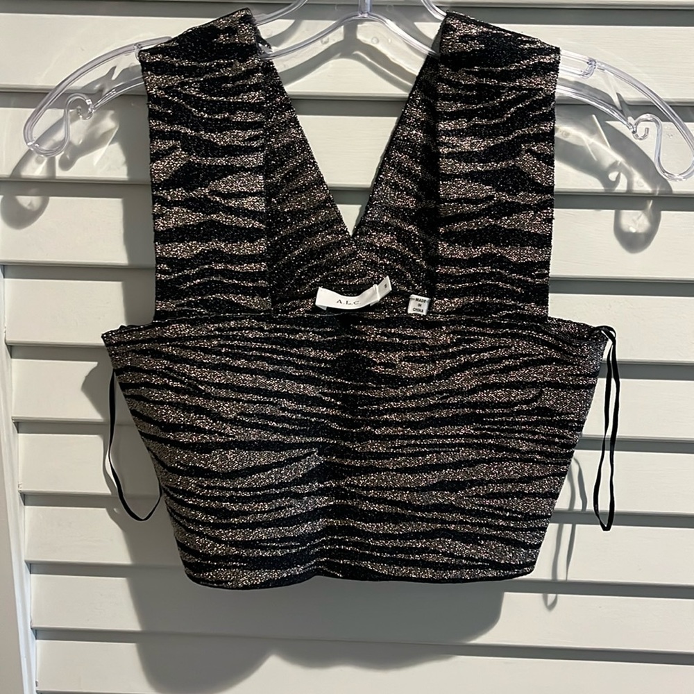 ALC. silver and black tiger print crop top. Size small. Worn once